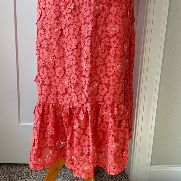 NWT Michael Kors Embellished Corded Lace Ruffle-Hem Dress - Picture 8 of 12